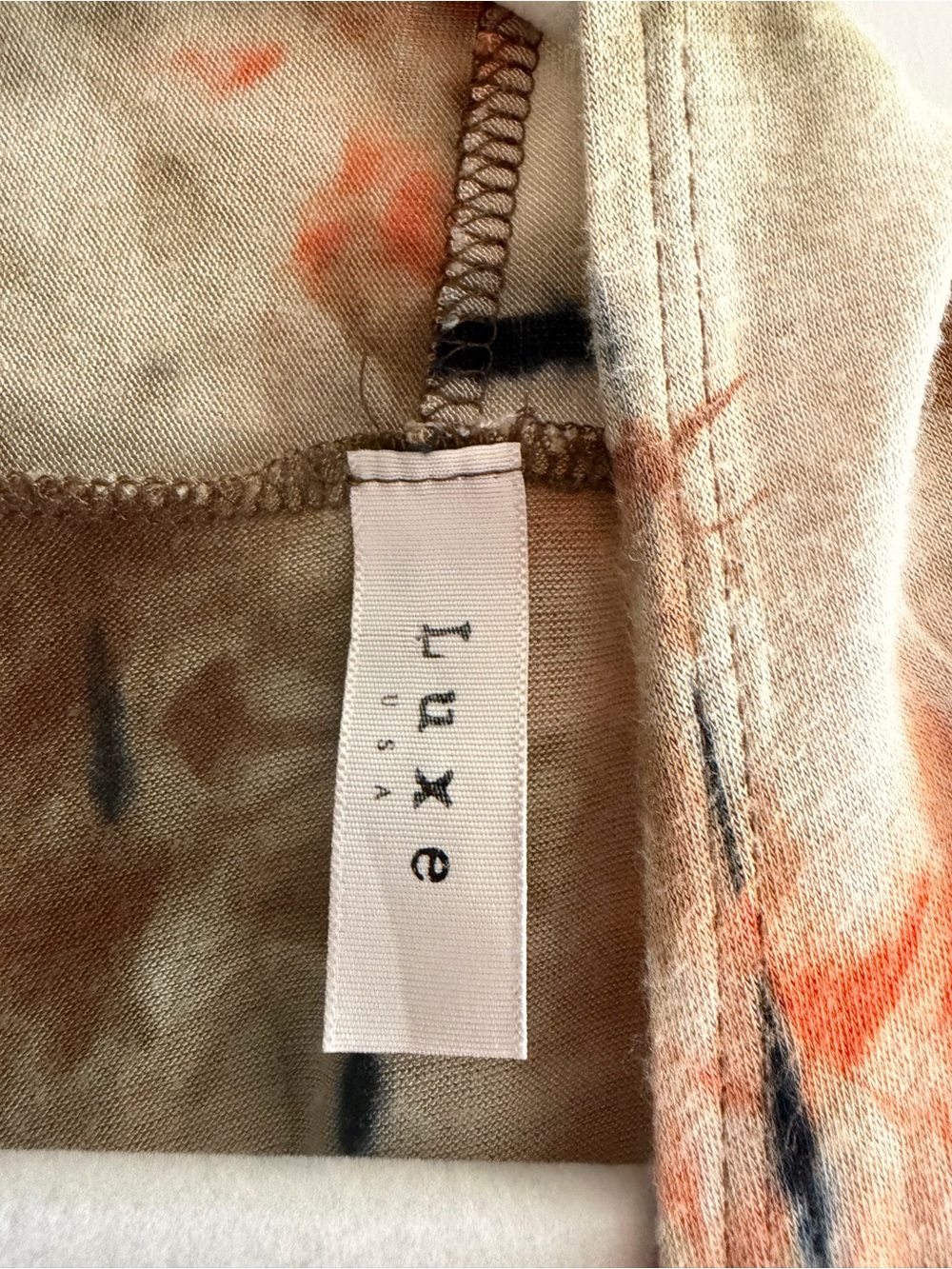 Luxe Beige Tie-Dye Duster Vest with Orange & Black Accents - Picture 3 of 3